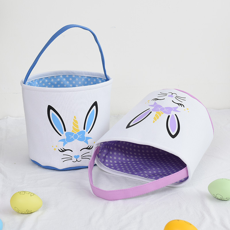 Wholesale Easter Holiday Decoration Girl Bucket Polka Dot Treat Candy Bag Monogram Bunny Easter Baskets