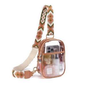 New Arrival Embroidered Strap Waterproof Transparent Crossbody Bag Clear Fanny Pack Clear Sling Bag