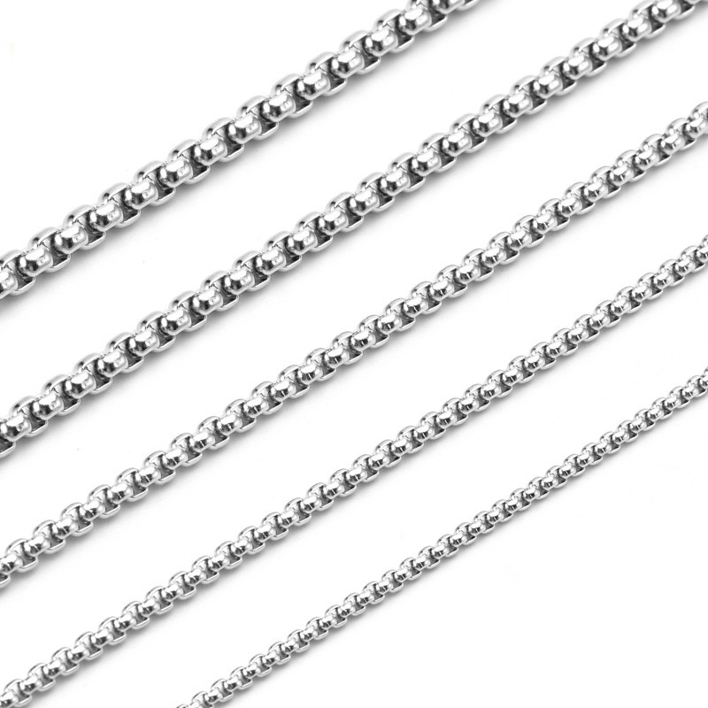 Wholesale 1.5mm-6mm Stainless Steel Link Chain Rope Silver Gold Black Round Box Necklace Chain For Men Fashion Hip hop Jewelry