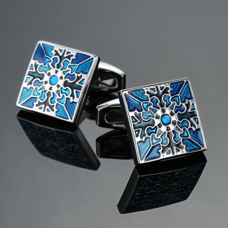 Men's Cufflinks Blue Crystal Square Cuff Button High Quality French Shirt Cufflinks for Suit Accessories Wedding Jewelry