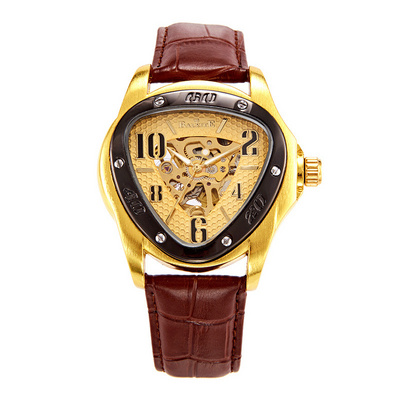 Creative Triangular Luminous Men's Watch Genuine Leather Hollow Full Automatic Mechanical Watch