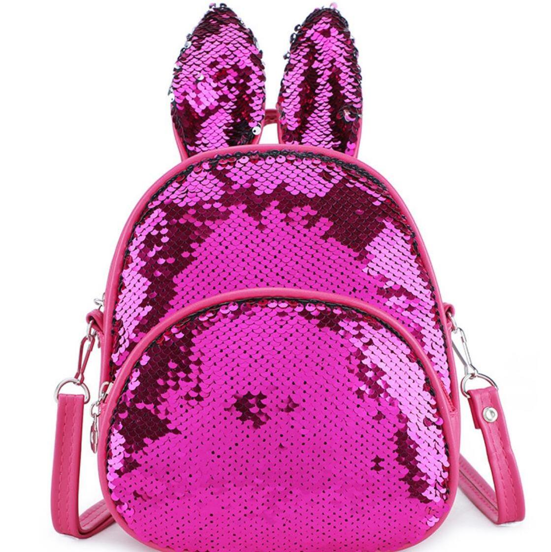 Wholesale New Fashion Personality Sequined Bunny Ears Backpack Girls Bag Colorful All-match Travel Backpack for Kids