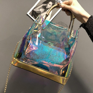 Wholesale PVC New Laser Transparent Jelly Bag Clear Purse Handbags Shoulder Bag Son-mother Bag Stylish Handbags for Women 2023