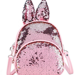 Wholesale New Fashion Personality Sequined Bunny Ears Backpack Girls Bag Colorful All-match Travel Backpack for Kids