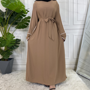 2023 New fashion turkish abaya lapel solid color full button slim dress long skirt abaya muslim dress islamic clothing