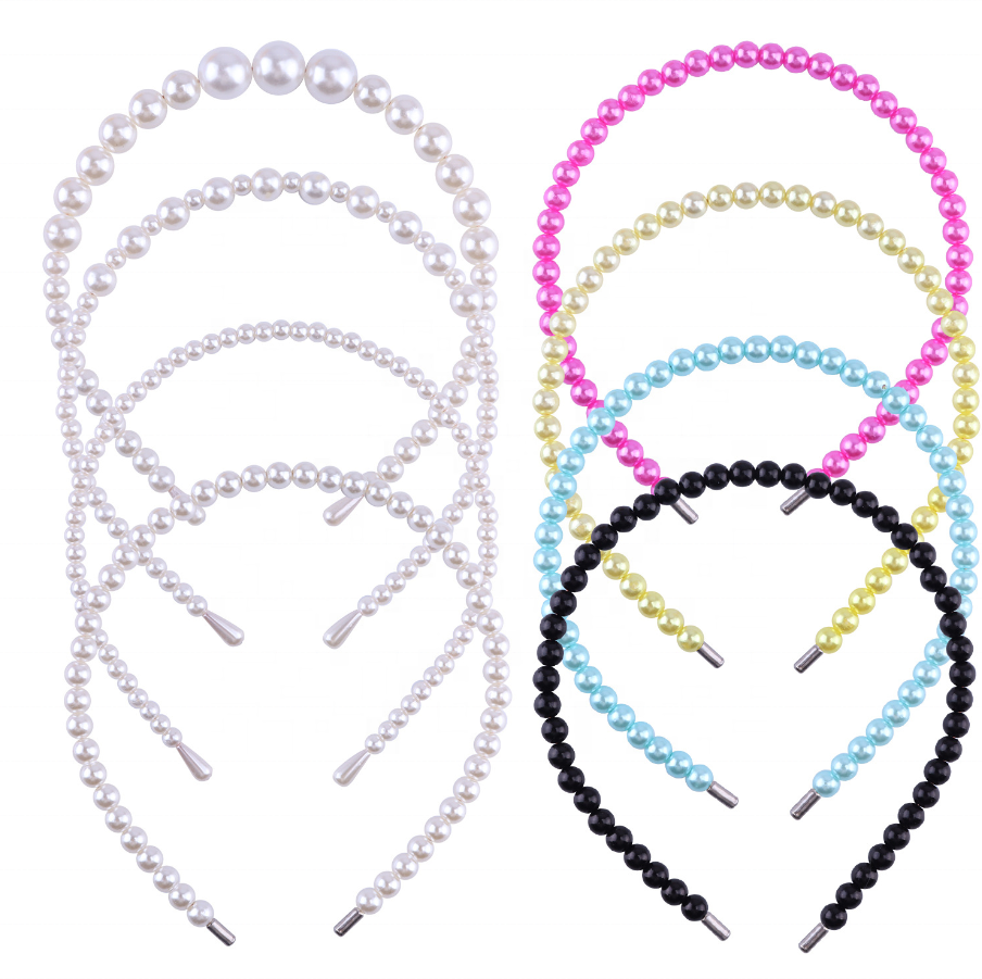 2023 New Children's Pearl Hair Hoops Kids Handmade Hair Bands Girls Jewelry Headbands for Wedding Party Fashion Hair Accessories