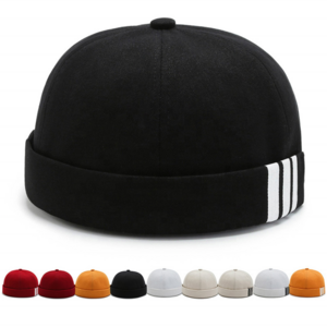 New Arrival Mens Rolled Cuff Cotton Brimless Landlord Hat Skullcap Men's Dance Hip Hop Cap Summer Round Docker Sailor Hat