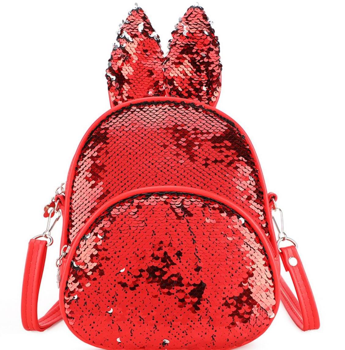 Wholesale New Fashion Personality Sequined Bunny Ears Backpack Girls Bag Colorful All-match Travel Backpack for Kids