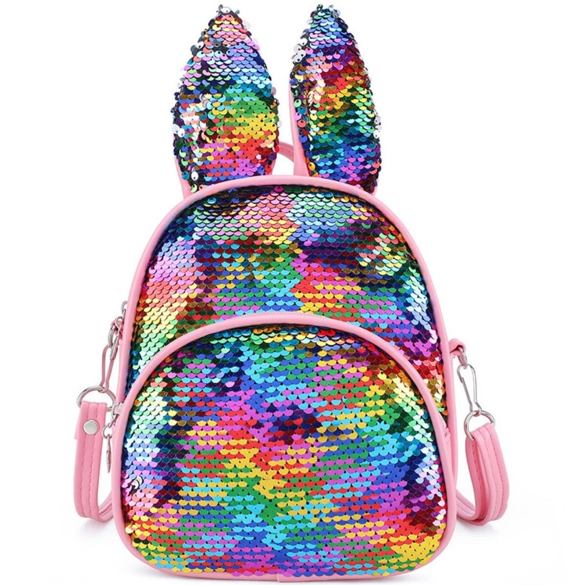 Wholesale New Fashion Personality Sequined Bunny Ears Backpack Girls Bag Colorful All-match Travel Backpack for Kids