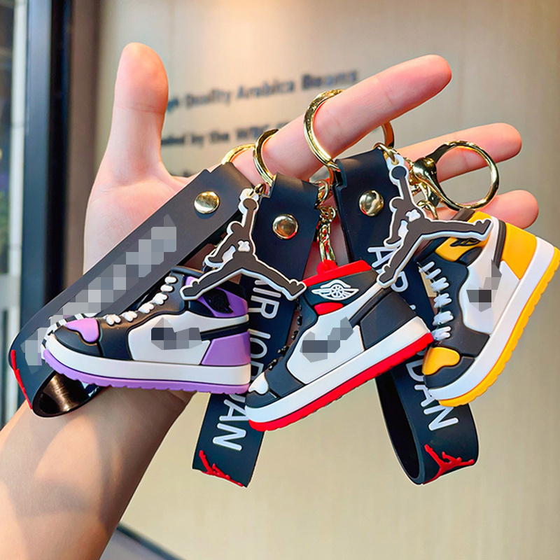 Factory Promotion 3D Mini Rubber Sports Shoes Key Ring Creative AJ Shoes Key Chains 3D Basketball Sneaker Keychains