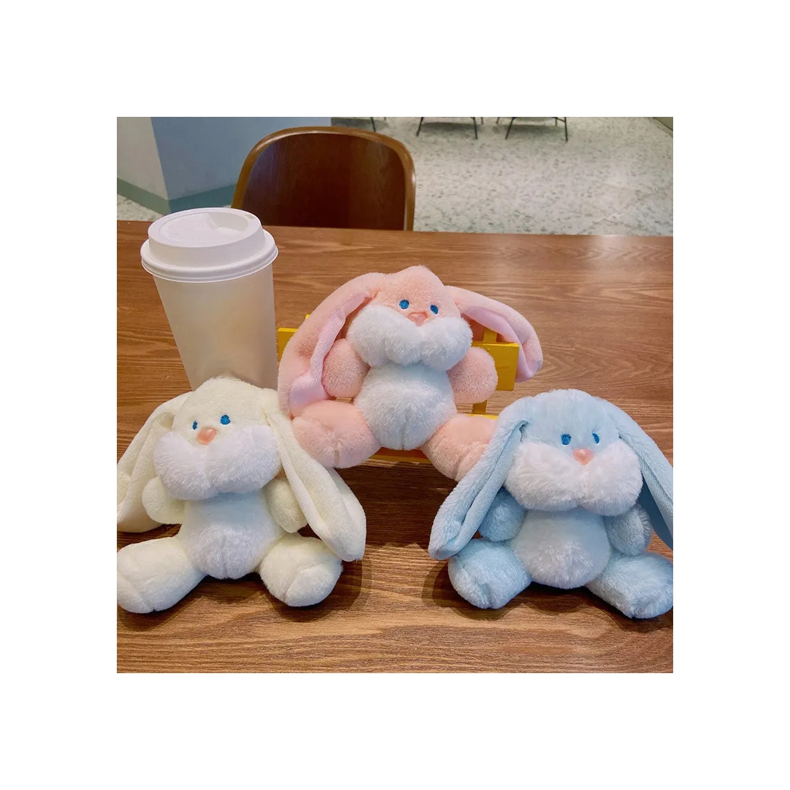 Dickmon Factory Sale Stuffed Rabbit Toys Plush Cartoon Rabbit Doll Bag Charm Pendant Cute Fat Face Plush Bunny Keychains