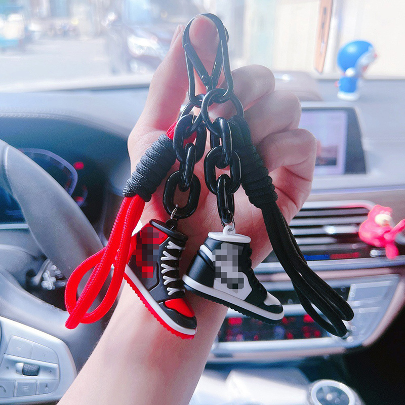 Dickmon American 3D Sneaker Keychain Sports Shoes Key Chains Bag Car Pendant Mini Soft Rubber 3D Shoe Keychains