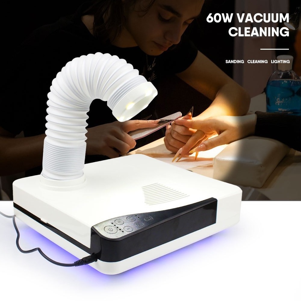 OEM ODM Factory Supply Multi-functional 4 in 1 Professional Desktop LED Lamp Nail Dust Collector with Nail Drill