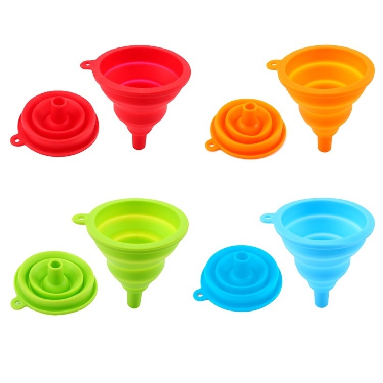 Wholesale Kitchen Utensils Folding Silicone Oil Funnel, Collapsible BPA Free Silicone Kitchen Funnel For Filling Bottles