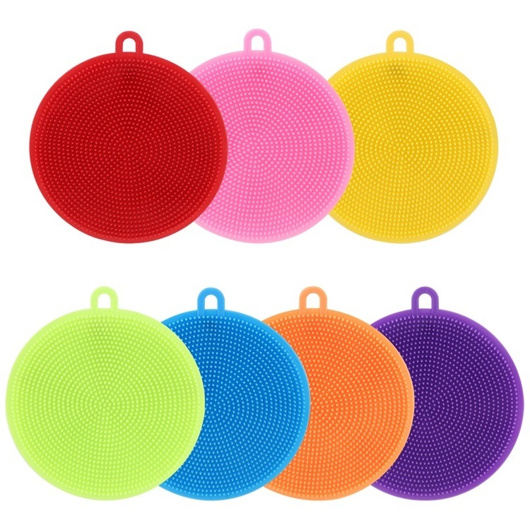 Wholesale Round Shape Silicone Dishes Washing Brush, Kitchen Cleaning Brush Dish Pad