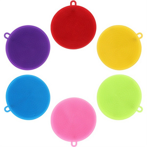 Wholesale Round Shape Silicone Dishes Washing Brush, Kitchen Cleaning Brush Dish Pad