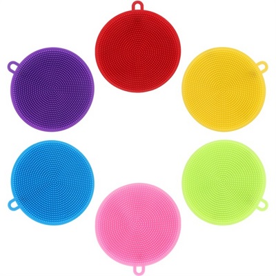 Wholesale Round Shape Silicone Dishes Washing Brush, Kitchen Cleaning Brush Dish Pad