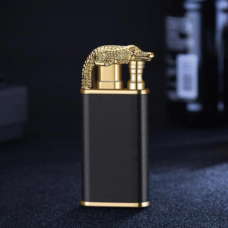 Double Fire Dragon Cigarette Lighters Custom Logo Jet Blue Flame Windproof Gas Torch Lighter