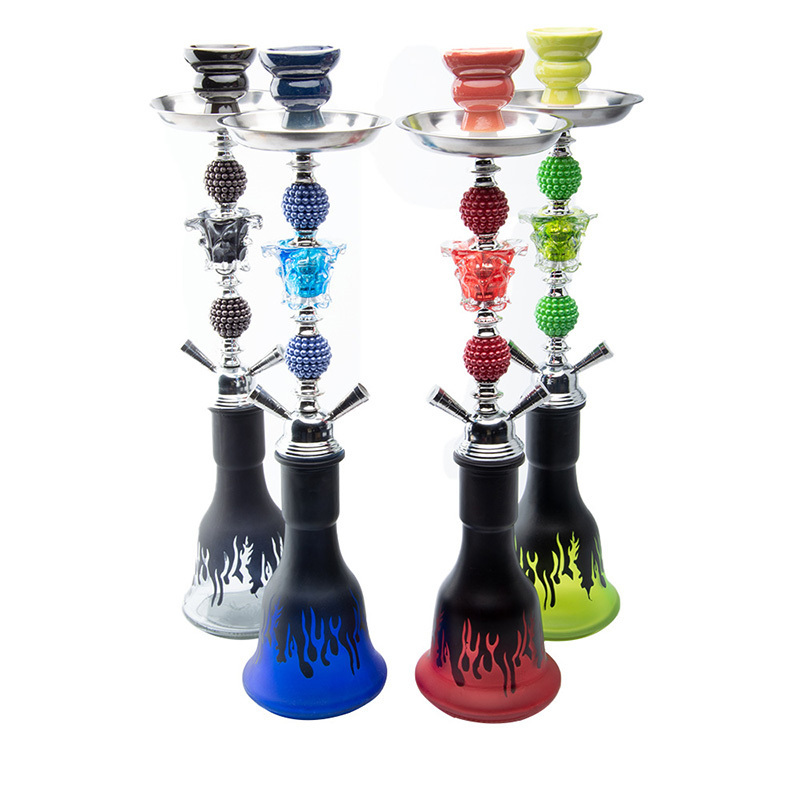 Wholesale Hot Sale Exquisite Chicha Glass Arab Shisha Hookah Flavors High Quality Cube Double Pipe Hookah Set Narguile