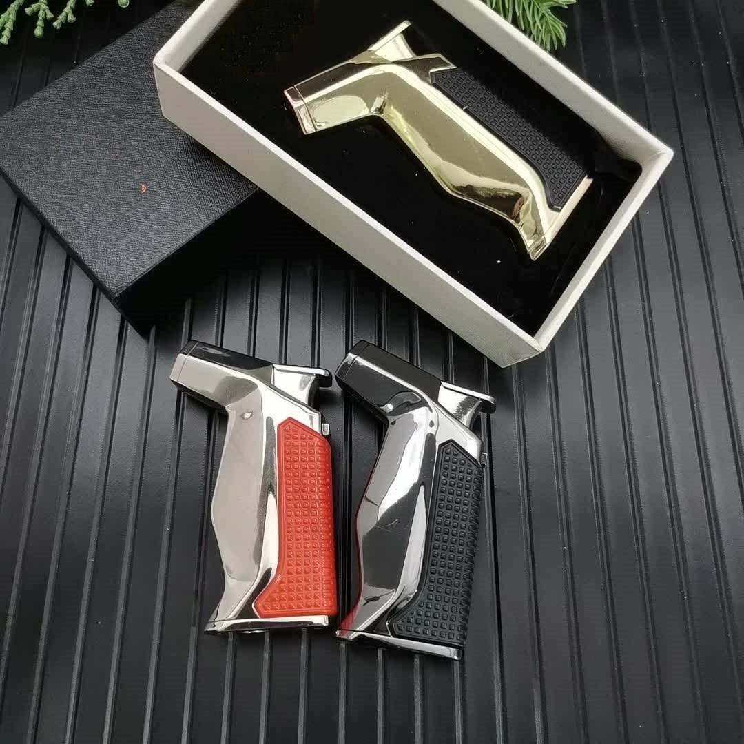 Cigar Opening Metal Lighter Wholesale Scorch Injection Windproof Gas Torch Lighter With Business Gift Box