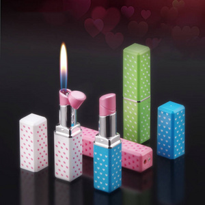 Wholesale Customized Creative Lighters Portable Pink Lipstick Butane Refill Gas Lighter For Lady Gifts