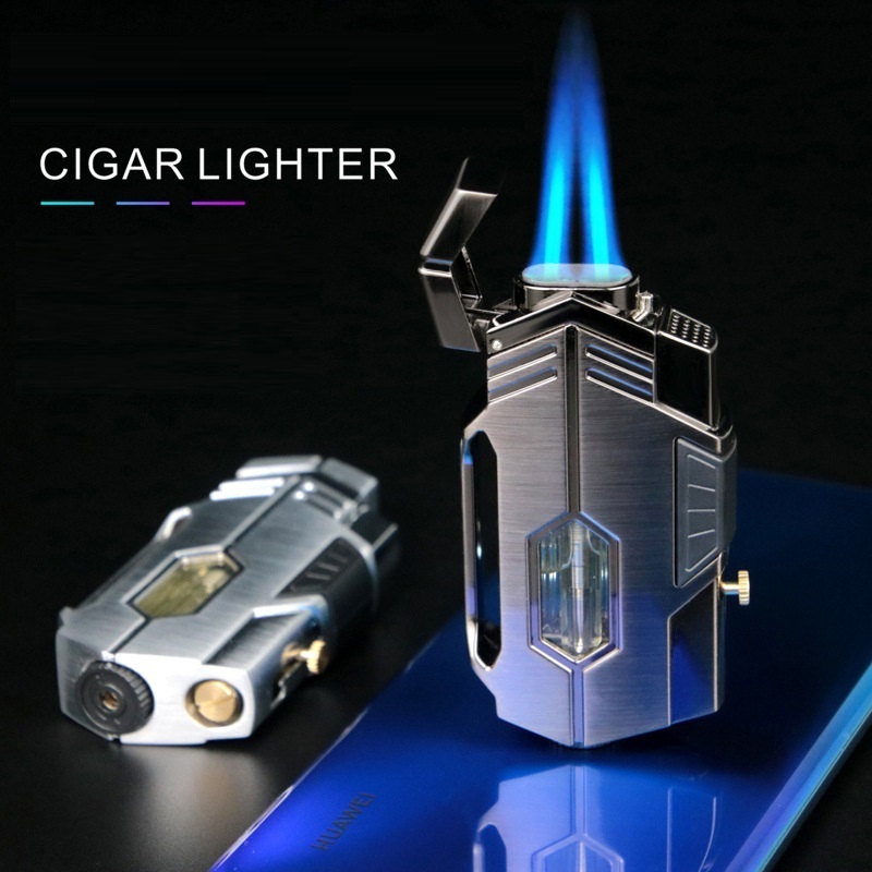 multifunctional cigar lighter metal windproof double fire Direct injection ignition gun gas lighter