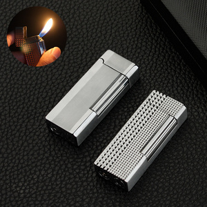 Wholesale Gas Lighter Windproof Click Inflatable Inclined Open Flame Side Wheel Cigar Lighter