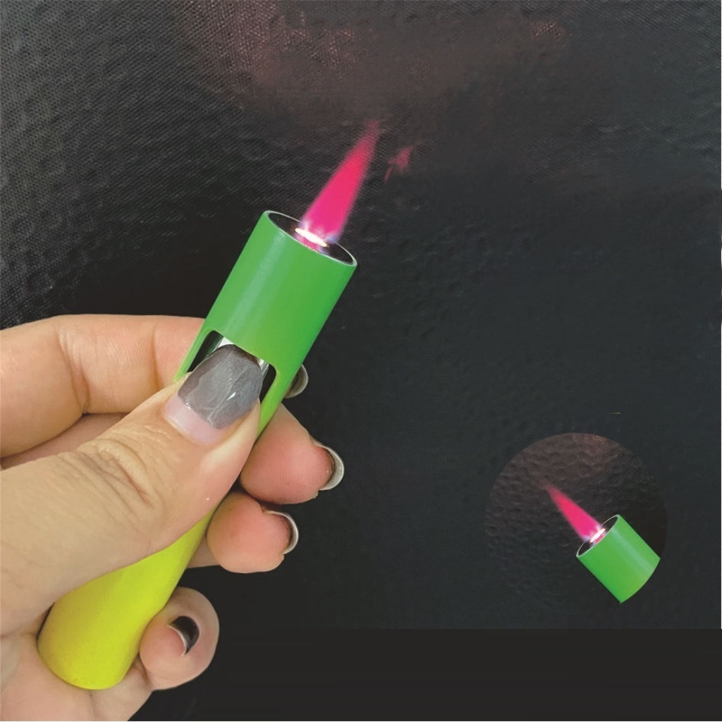 Wholesale Gas Torch Lighter Windproof Portable Gradient Metal Long Inflatable Red Flame Lighter