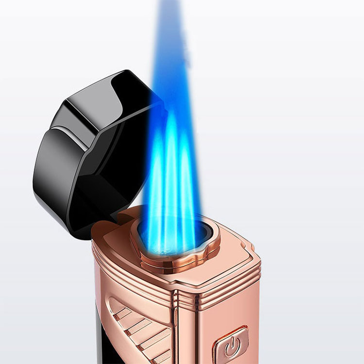 Smoking Strong Firepower Lighters Led Power Display Gas Blue Fire Electronic Cigarette Lighter