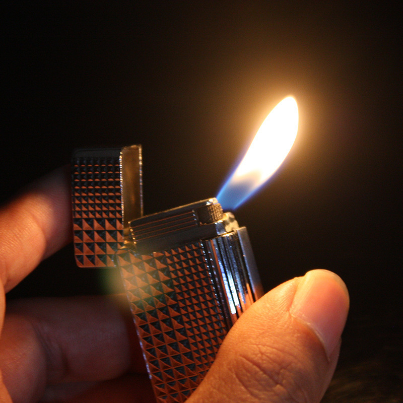 Wholesale Gas Lighter Windproof Click Inflatable Inclined Open Flame Side Wheel Cigar Lighter