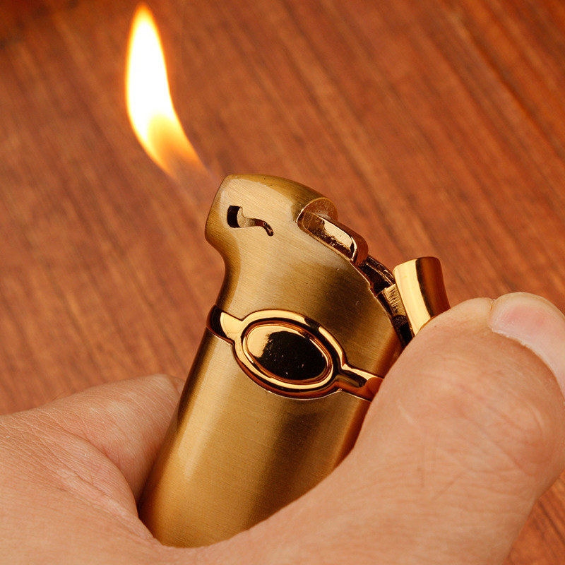 Inclined Flame Lighter Pipes Circulating-Inflatable Open Flame All Metal Lighter