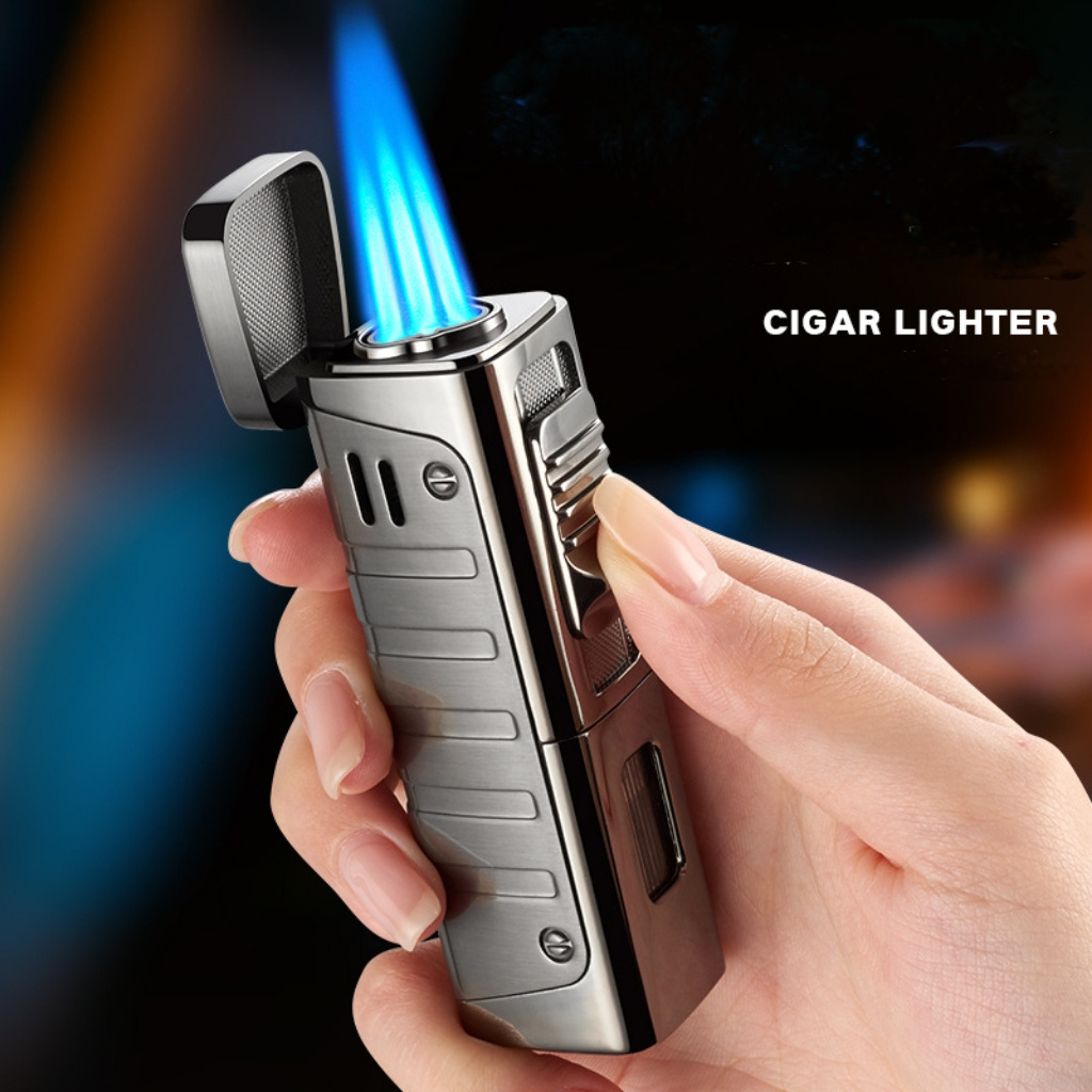 Wholesale High Quality mechero Multifunction Cigar Lighter Torch 3 Triple Jet Flame Butane Cigar Lighter