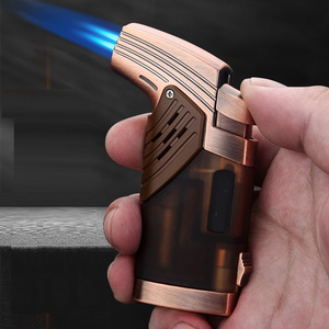 Custom Logo Cigar Lighter Double Direct Charge Torch Windproof Gas Lighter With Cigar Diamond