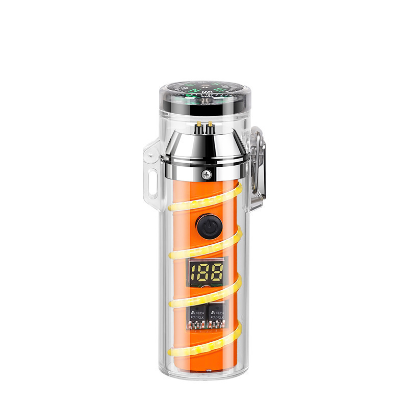 New Transparent Shell Waterproof Charging Digital Battery Display Light Dual Arc Lighter