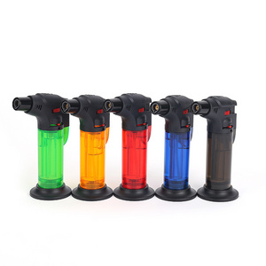 Plastic Windproof Refillable Butane Gas Rechargeable Scorch Cigar Torch Feuerzeug Lighter Wholesale Jet Flame Lighter