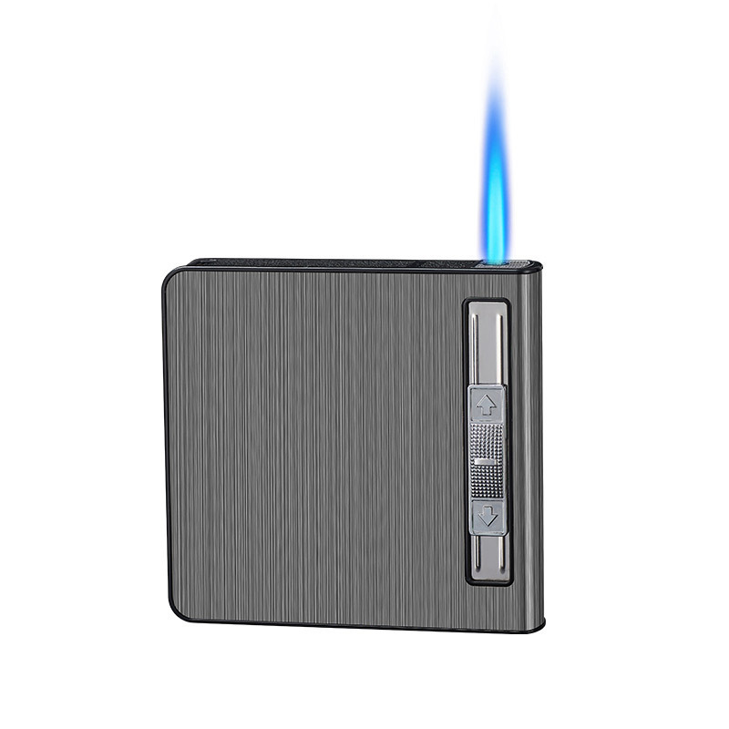 Multi Function Smoking Tools Gas Refill Lighter Metal Aluminium Alloy Cigarette Case With Lighter