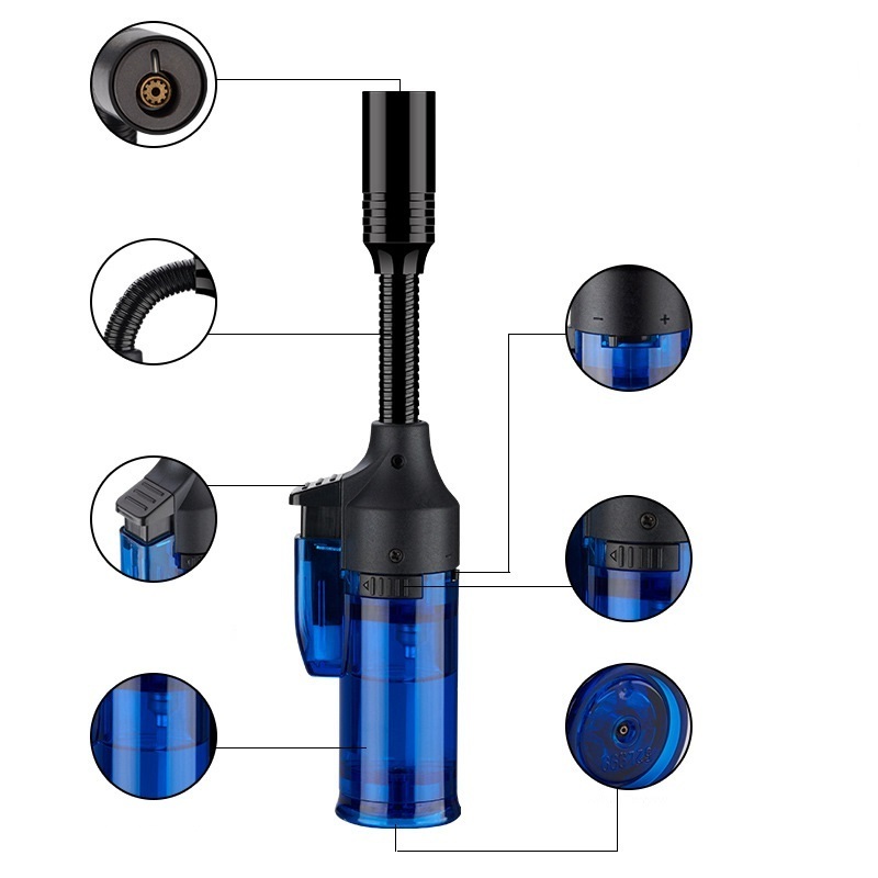 Blue Flame Torch Lighter Electronic Pulse Igniter Kitchen Hose Extension Gas Refillable Lighter