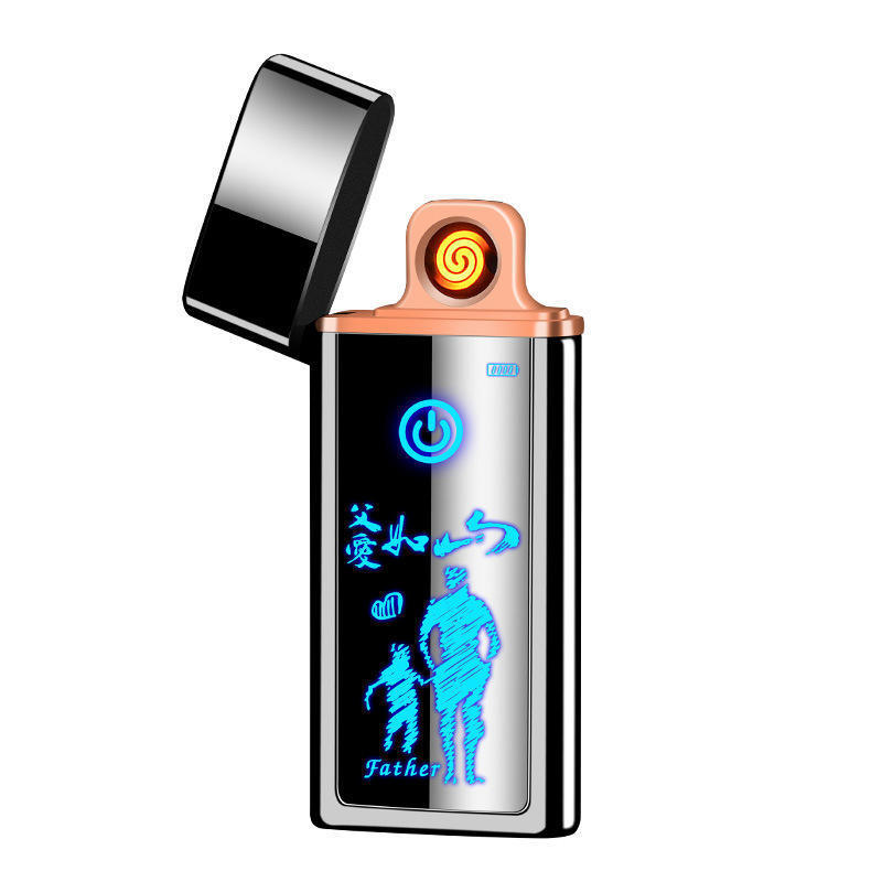 Custom Logo Pattern Lighter Tiger Colour Printing Double Side Heating Wire Rechargeable Usb Electric Lighter