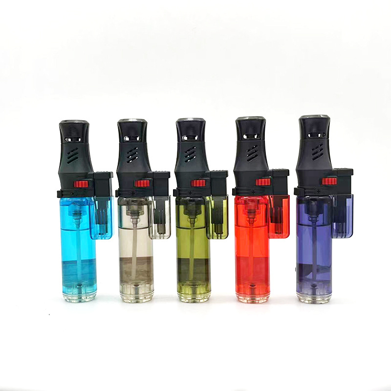 Custom Logo Cigar Cigarette Lighters Bbq Single Jet Flame Plastic Gas Torch Lighter For Outdoor Camping