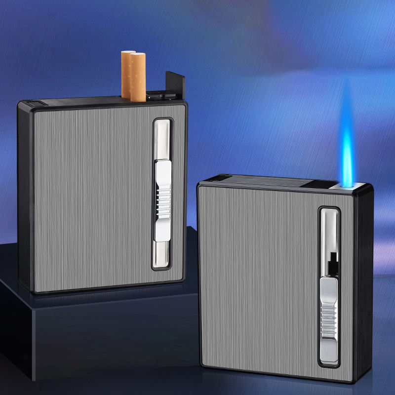 Multi Function Smoking Tools Gas Refill Lighter Metal Aluminium Alloy Cigarette Case With Lighter