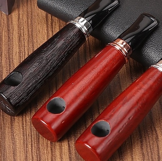 Mouthpiece Holder Wooden Tobacco Pipe Straight Cigar Smoking Pipe With Filter