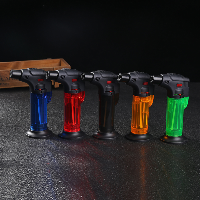 Plastic Windproof Refillable Butane Gas Rechargeable Scorch Cigar Torch Feuerzeug Lighter Wholesale Jet Flame Lighter