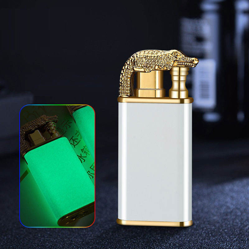 Double Fire Dragon Cigarette Lighters Custom Logo Jet Blue Flame Windproof Gas Torch Lighter