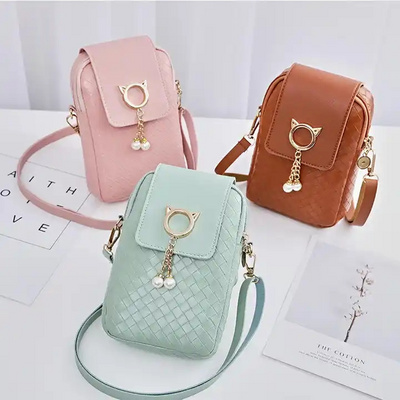 2023 Mini Phone Women Leather Bag Pearl Tassel Cover Type Purses Female Handbag Single Shoulder Bag Crossbody Bag