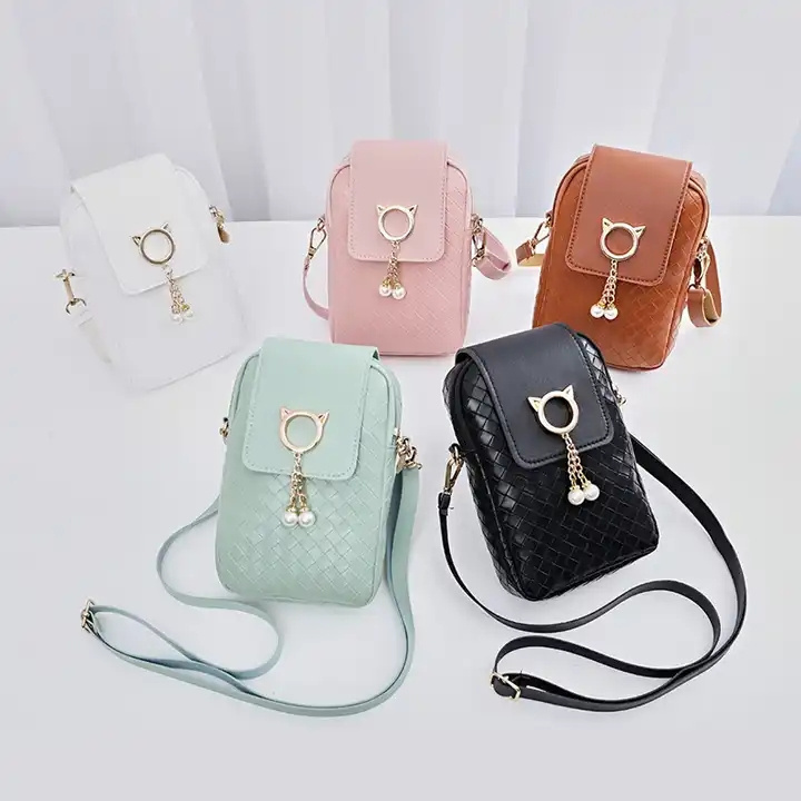 2023 Mini Phone Women Leather Bag Pearl Tassel Cover Type Purses Female Handbag Single Shoulder Bag Crossbody Bag