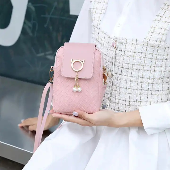 2023 Mini Phone Women Leather Bag Pearl Tassel Cover Type Purses Female Handbag Single Shoulder Bag Crossbody Bag