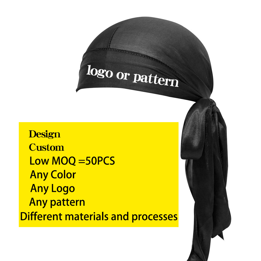 Wholesale Unisex Headwraps 360 Wave Do Du Doo Rags Long Tail Wide Straps Silky Durag For Men Women Silk