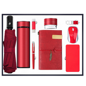 Corporate gift set Cup+A5 Notebook + USB+Speaker + Power Bank +Key Chain +umbrella +mouse +pen Office Gift Set Promotional