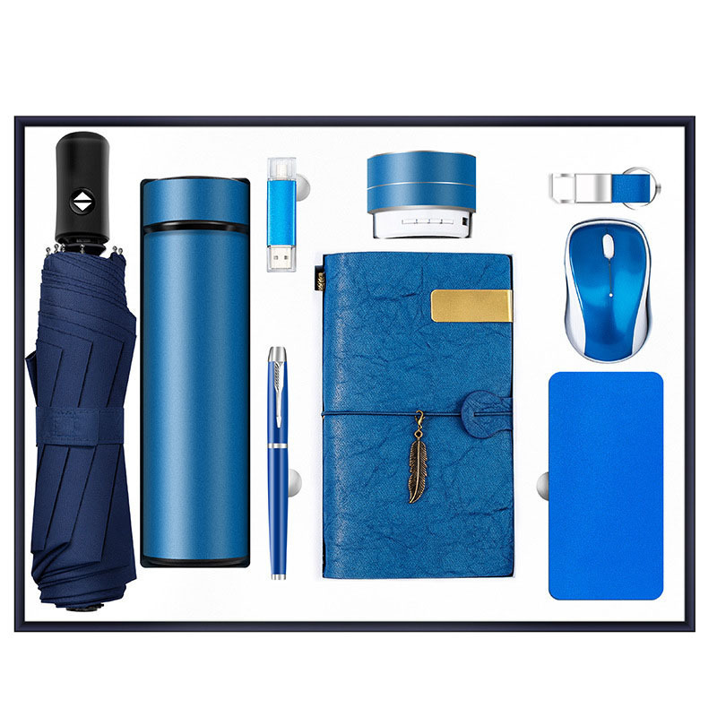 Corporate gift set Cup+A5 Notebook + USB+Speaker + Power Bank +Key Chain +umbrella +mouse +pen Office Gift Set Promotional