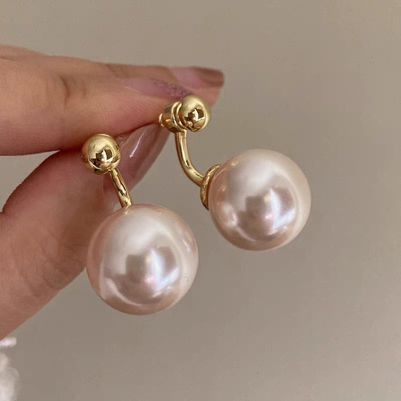 Jewellery Gold Plated Round Shell Pearl Ear Rings Stud Earrings Jewelry For Women